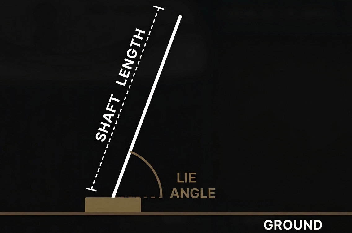 Setup geometry diagram showing lie angle and shaft length